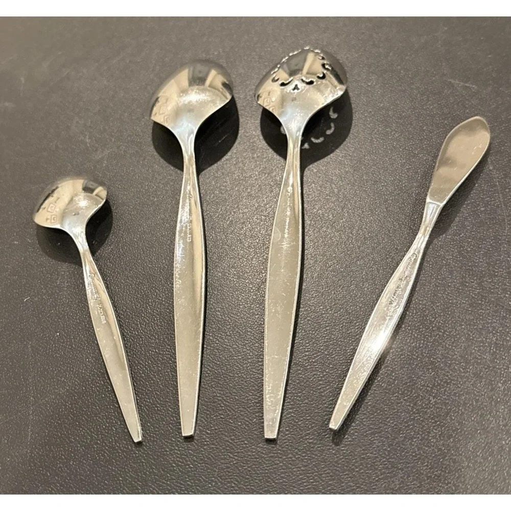 Oneida Community Venetia Stainless Steel Serving Sugar Spoon Butter Set Of 4